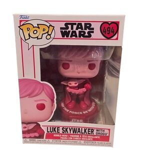 Funko Pop Star Wars Luke Skywalker with Grogu 494 Valentine's Day Bobble-Head